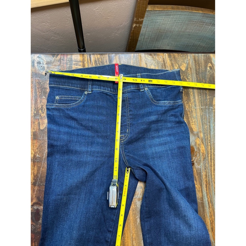 Spanx Flare Jeans Dark Indigo High Rise Pull On Stretch Denim Women's Large - Picture 4 of 12